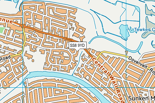 SS8 9YD map - OS VectorMap District (Ordnance Survey)
