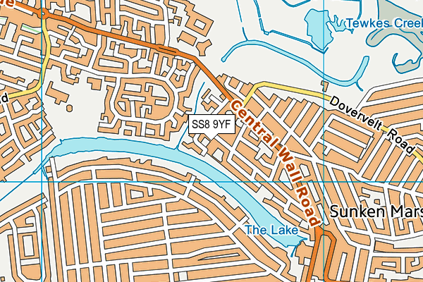 SS8 9YF map - OS VectorMap District (Ordnance Survey)