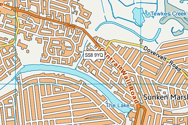 SS8 9YQ map - OS VectorMap District (Ordnance Survey)