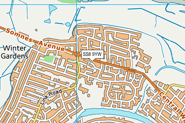 SS8 9YW map - OS VectorMap District (Ordnance Survey)