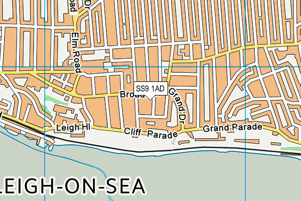 SS9 1AD map - OS VectorMap District (Ordnance Survey)