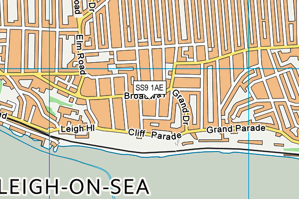 SS9 1AE map - OS VectorMap District (Ordnance Survey)