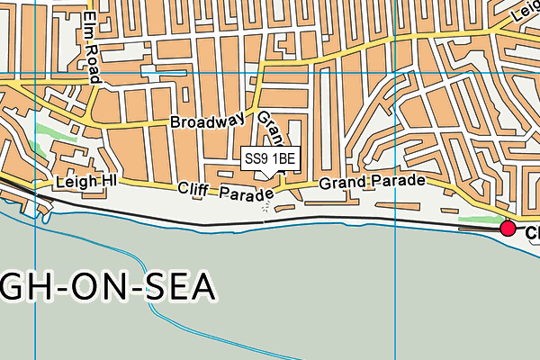 SS9 1BE map - OS VectorMap District (Ordnance Survey)