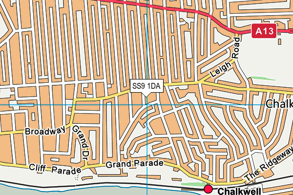 SS9 1DA map - OS VectorMap District (Ordnance Survey)