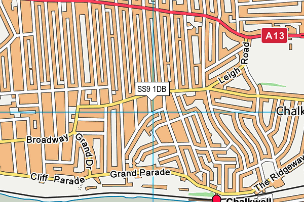 SS9 1DB map - OS VectorMap District (Ordnance Survey)