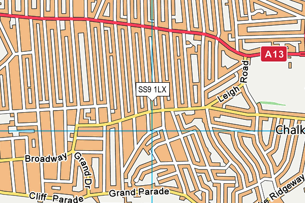 SS9 1LX map - OS VectorMap District (Ordnance Survey)