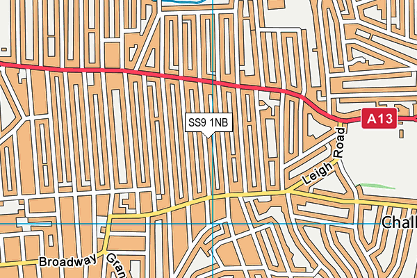 SS9 1NB map - OS VectorMap District (Ordnance Survey)