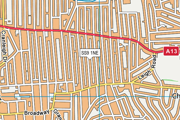 SS9 1NE map - OS VectorMap District (Ordnance Survey)