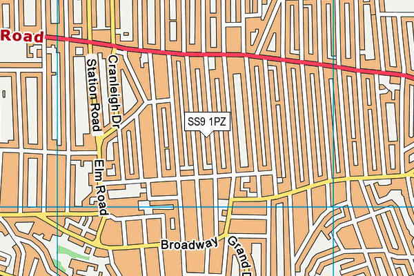 SS9 1PZ map - OS VectorMap District (Ordnance Survey)