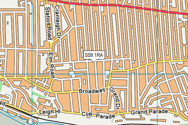 SS9 1RA map - OS VectorMap District (Ordnance Survey)