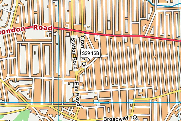 SS9 1SB map - OS VectorMap District (Ordnance Survey)