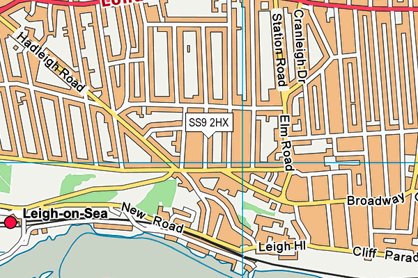 SS9 2HX map - OS VectorMap District (Ordnance Survey)