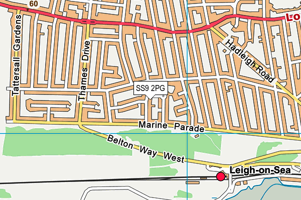 SS9 2PG map - OS VectorMap District (Ordnance Survey)