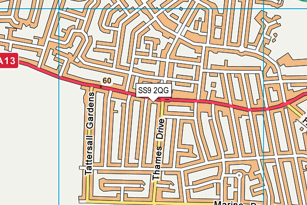 SS9 2QG map - OS VectorMap District (Ordnance Survey)