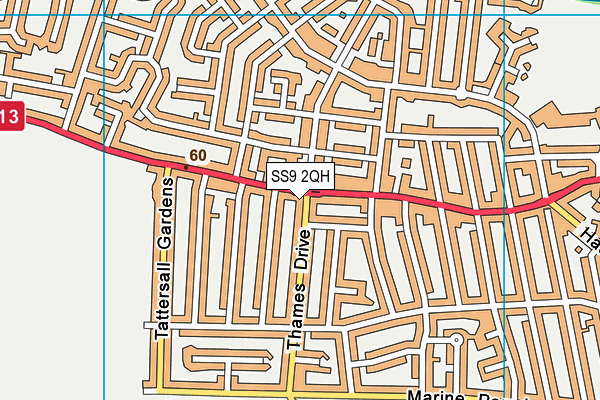 SS9 2QH map - OS VectorMap District (Ordnance Survey)