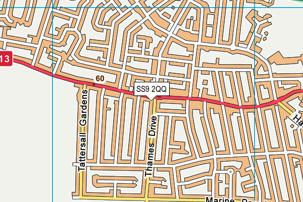 SS9 2QQ map - OS VectorMap District (Ordnance Survey)