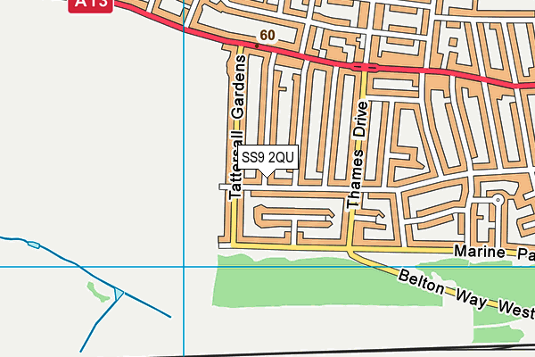SS9 2QU map - OS VectorMap District (Ordnance Survey)