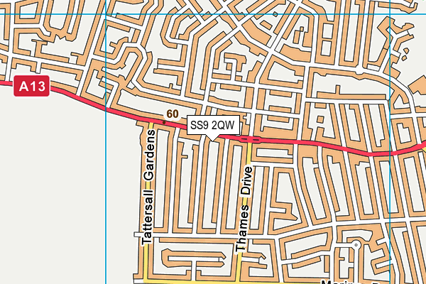 SS9 2QW map - OS VectorMap District (Ordnance Survey)