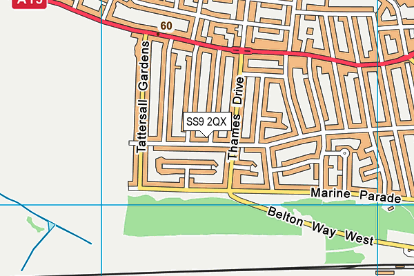 SS9 2QX map - OS VectorMap District (Ordnance Survey)