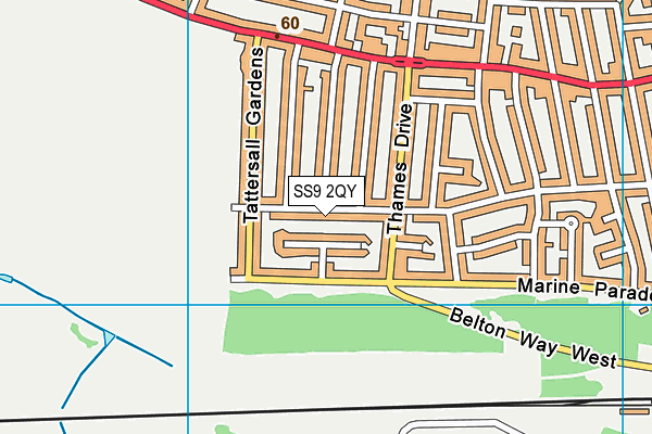SS9 2QY map - OS VectorMap District (Ordnance Survey)
