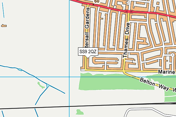 SS9 2QZ map - OS VectorMap District (Ordnance Survey)