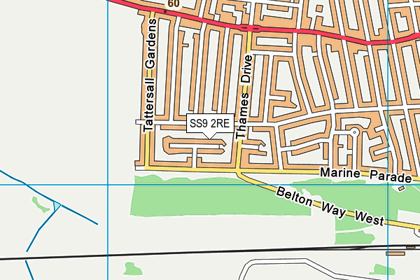 SS9 2RE map - OS VectorMap District (Ordnance Survey)