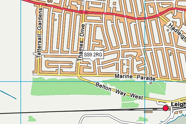 SS9 2RG map - OS VectorMap District (Ordnance Survey)