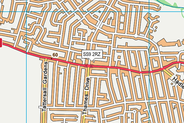 SS9 2RZ map - OS VectorMap District (Ordnance Survey)