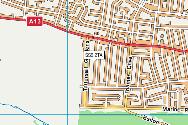 SS9 2TA map - OS VectorMap District (Ordnance Survey)