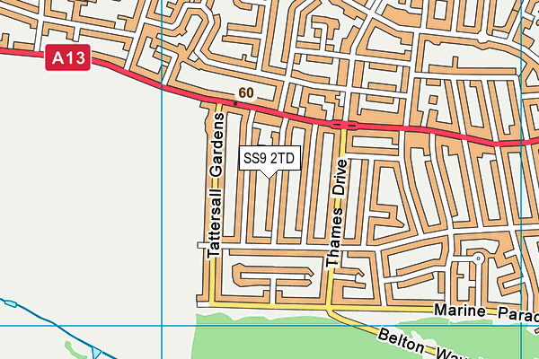 SS9 2TD map - OS VectorMap District (Ordnance Survey)