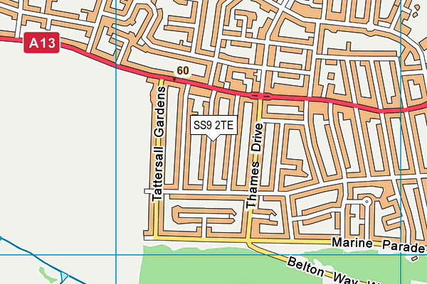 SS9 2TE map - OS VectorMap District (Ordnance Survey)