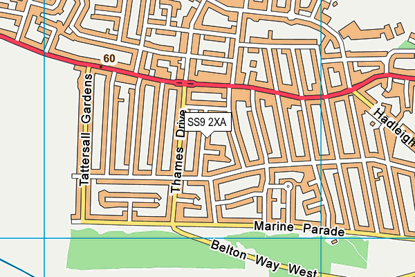SS9 2XA map - OS VectorMap District (Ordnance Survey)