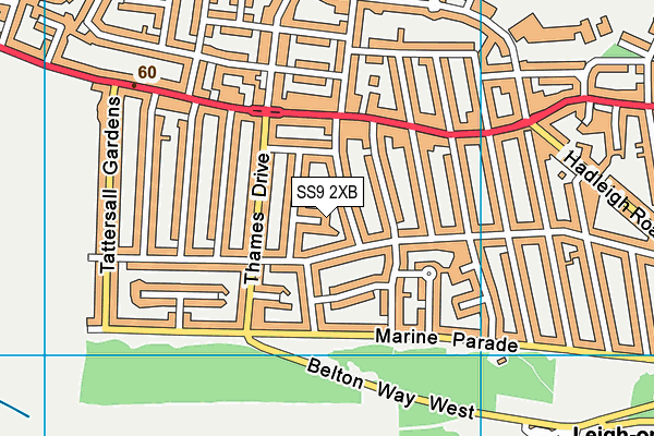SS9 2XB map - OS VectorMap District (Ordnance Survey)