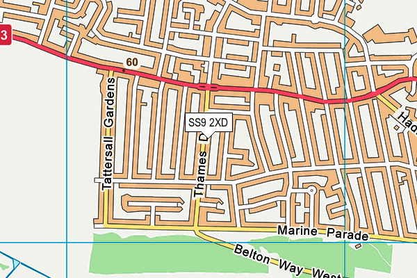 SS9 2XD map - OS VectorMap District (Ordnance Survey)