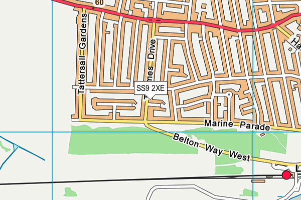 SS9 2XE map - OS VectorMap District (Ordnance Survey)