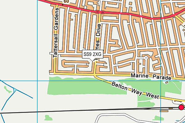 SS9 2XG map - OS VectorMap District (Ordnance Survey)