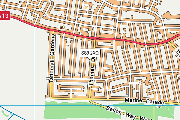 SS9 2XQ map - OS VectorMap District (Ordnance Survey)