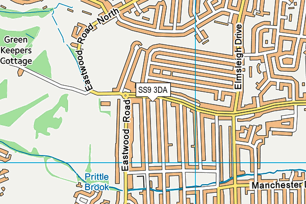 SS9 3DA map - OS VectorMap District (Ordnance Survey)