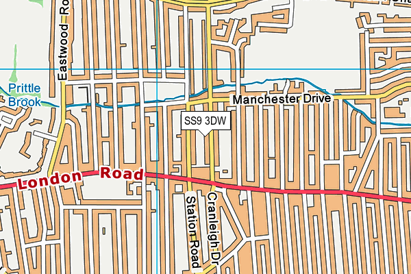 SS9 3DW map - OS VectorMap District (Ordnance Survey)