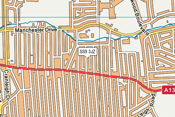 SS9 3JZ map - OS VectorMap District (Ordnance Survey)