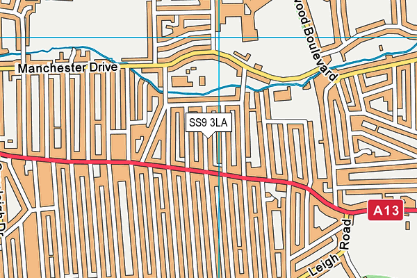 SS9 3LA map - OS VectorMap District (Ordnance Survey)