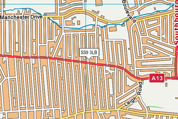 SS9 3LB map - OS VectorMap District (Ordnance Survey)