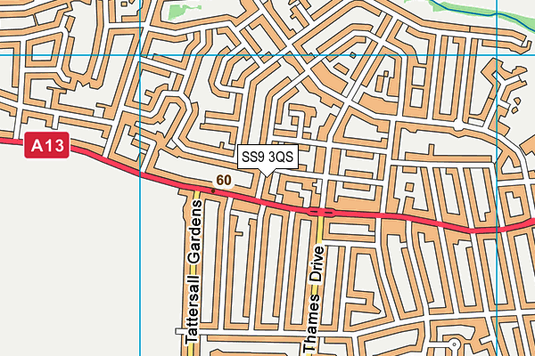 SS9 3QS map - OS VectorMap District (Ordnance Survey)