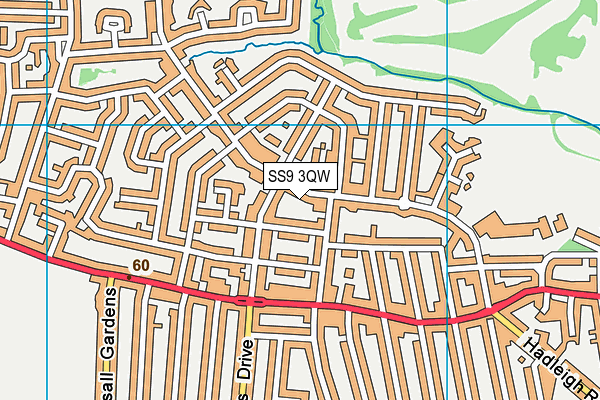 SS9 3QW map - OS VectorMap District (Ordnance Survey)