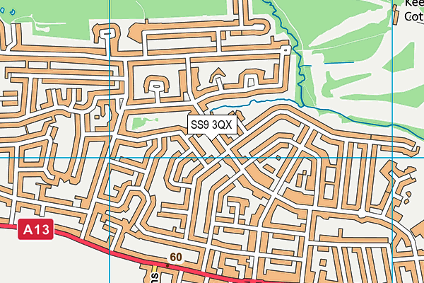 SS9 3QX map - OS VectorMap District (Ordnance Survey)