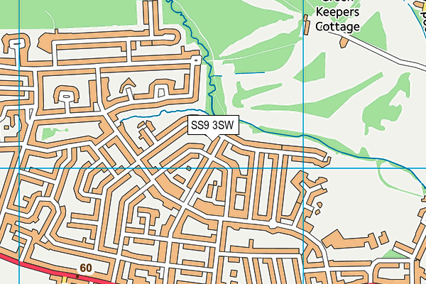 SS9 3SW map - OS VectorMap District (Ordnance Survey)