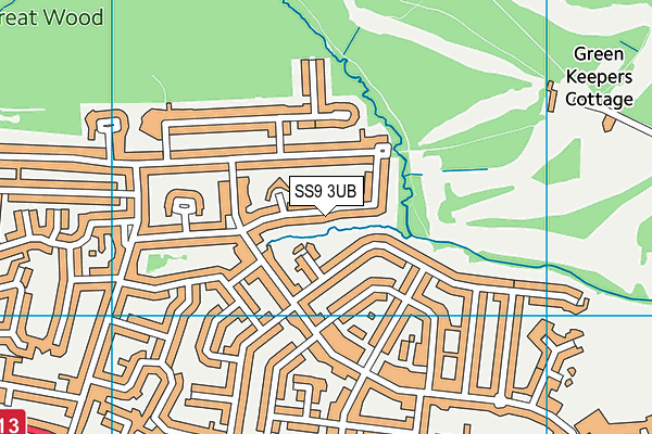 SS9 3UB map - OS VectorMap District (Ordnance Survey)