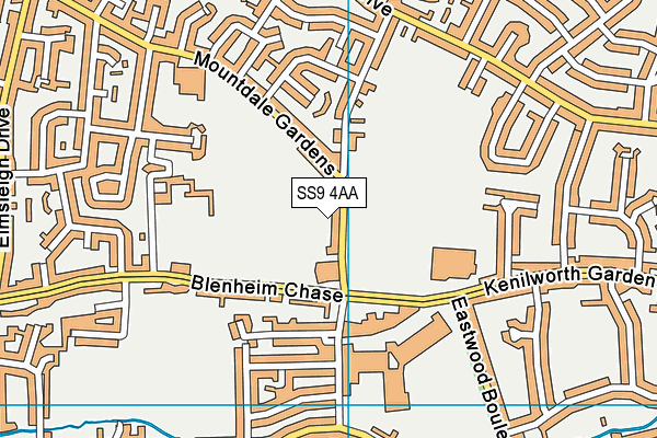SS9 4AA map - OS VectorMap District (Ordnance Survey)