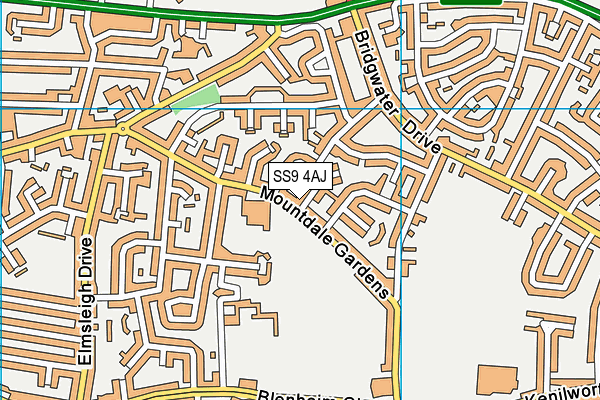 SS9 4AJ map - OS VectorMap District (Ordnance Survey)
