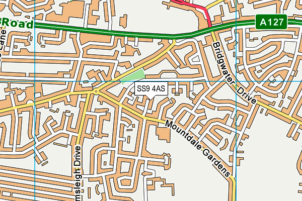 SS9 4AS map - OS VectorMap District (Ordnance Survey)